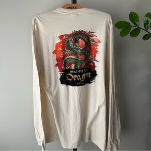 Crazy Shirts Dragon Graphic Print Long Sleeve Tee Tshirt Coconut Dyed XL Y2K